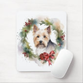 Biewer Terrier Kerstkrans Feestelijke Pup Muismat (Met muis)