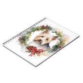 Biewer Terrier Kerstkrans Feestelijke Pup Notitieboek (Linkerzijde)
