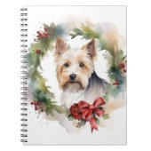 Biewer Terrier Kerstkrans Feestelijke Pup Notitieboek (Voorkant)