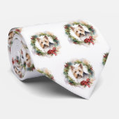 Biewer Terrier Kerstkrans Feestelijke Pup Stropdas (Opgerold)