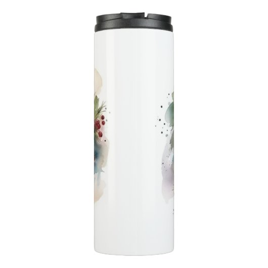 Biewer Terrier Kerstkrans Feestelijke Pup Thermosbeker (Achterkant)