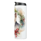 Biewer Terrier Kerstkrans Feestelijke Pup Thermosbeker (Geroteerd rechts)