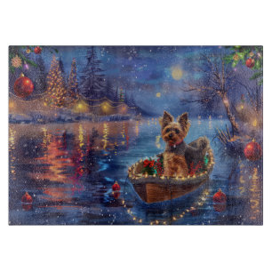 Biewer Terrier Kerstmis Feestelijke Reis Snijplank