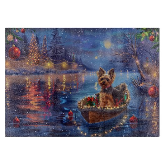 Biewer Terrier Kerstmis Feestelijke Reis Snijplank (Voorkant)