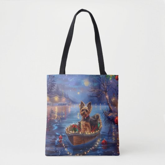 Biewer Terrier Kerstmis Feestelijke Reis Tote Bag (Voorkant)
