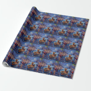Biewer Terrier Kerstmis Festivale Reis Cadeaupapier