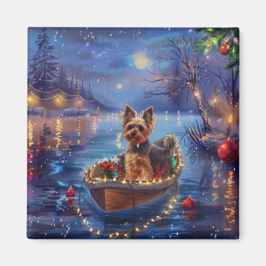 Biewer Terrier Kerstmis Festivale Reis Magneet (Voorkant)