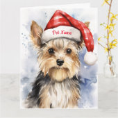 Biewer Terrier Kerstmis Gepersonaliseerd Kaart (Gele Bloem)