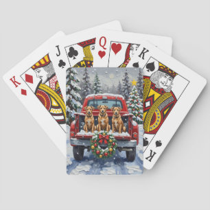 Biewer Terrier Kerstmis Rode Truck Vakantie Pokerkaarten