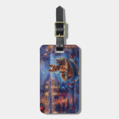 Biewer Terrier Kerstvakantie Bagagelabel (Voorkant verticaal)