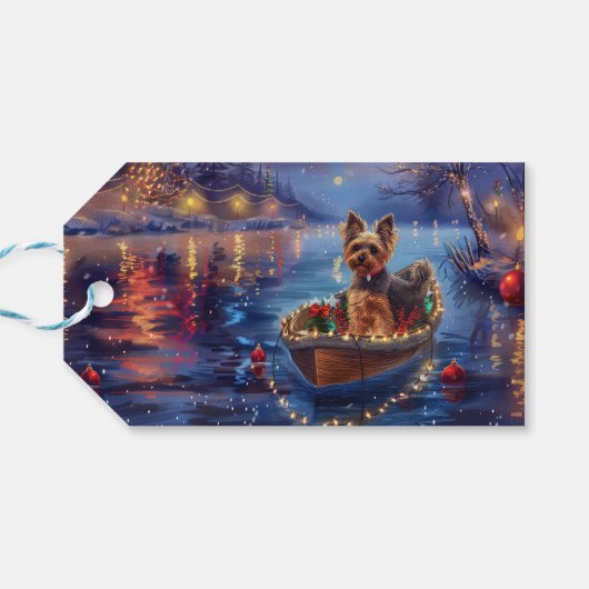 Biewer Terrier Kerstvakantie Cadeaulabel (Achterkant Horizontaal)