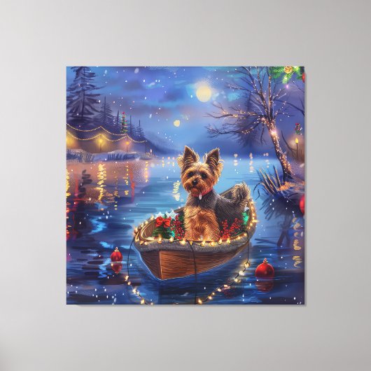 Biewer Terrier Kerstvakantie Canvas Afdruk (Voorkant)