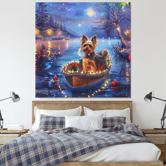 Biewer Terrier Kerstvakantie Canvas Afdruk (Insitu (Slaapkamer))
