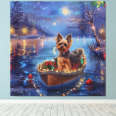 Biewer Terrier Kerstvakantie Canvas Afdruk (Insitu (Houten vloer))