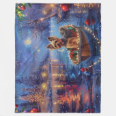 Biewer Terrier Kerstvakantie Fleece Deken (Voorkant)