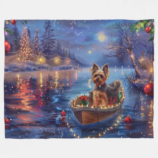 Biewer Terrier Kerstvakantie Fleece Deken (Voorkant (Horizontaal))