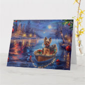 Biewer Terrier Kerstvakantie Kaart (Gele Bloem)