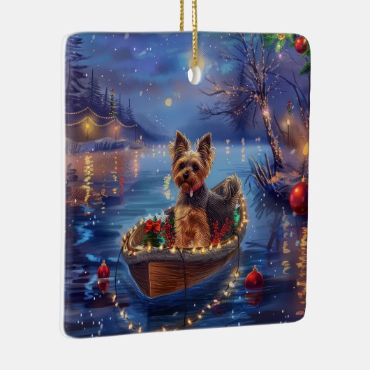 Biewer Terrier Kerstvakantie Keramisch Ornament (Rechts)