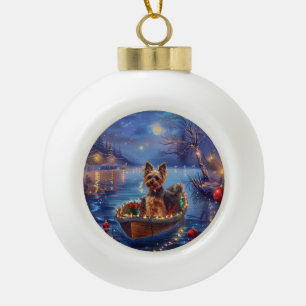 Biewer Terrier Kerstvakantie Keramische Bal Ornament