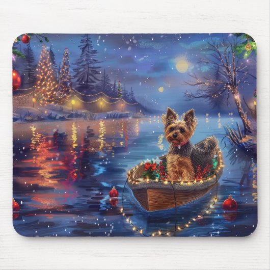 Biewer Terrier Kerstvakantie Muismat (Voorkant)