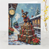 Biewer Terrier Kerstvakantie Reis Kaart (Gele Bloem)