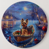 Biewer Terrier Kerstvakantie Ronde Button 6,0 Cm (Voorkant)