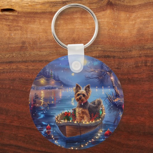 Biewer Terrier Kerstvakantie Sleutelhanger (Voorkant)