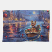 Biewer Terrier Kerstvakantie Theedoek (Horizontaal)