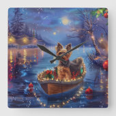 Biewer Terrier Kerstvakantie Vierkante Klok (Voorkant)