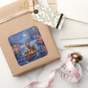 Biewer Terrier Kerstvakantie Vierkante Sticker