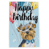 Biewer Terrier met Ballonnen Medium Cadeauzakje (Voorkant)