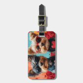 Biewer Terrier Met Hartrozen Valentijnsdag Bagagelabel (Voorkant verticaal)