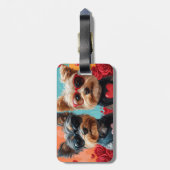 Biewer Terrier Met Hartrozen Valentijnsdag Bagagelabel (Achterkant verticaal)