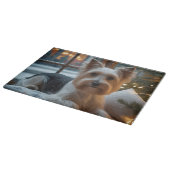 Biewer Terrier met kerstlichtjes vakantie Snijplank (Hoek)