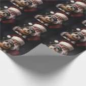Biewer Terrier met Kerstman Feestelijke Kerstmis Cadeaupapier (Hoek)