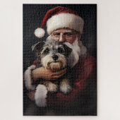 Biewer Terrier met Kerstman Feestelijke Kerstmis Legpuzzel (Verticaal)