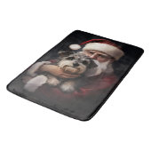Biewer Terrier met Kerstman Festieve Kerstmis Badmat (Gekanteld)