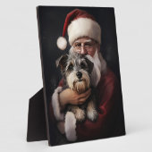 Biewer Terrier met Kerstman Festieve Kerstmis Fotoplaat (Zijkant)