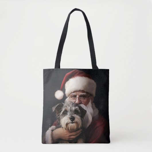 Biewer Terrier met Kerstman Festieve Kerstmis Tote Bag (Voorkant)