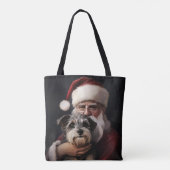 Biewer Terrier met Kerstman Festieve Kerstmis Tote Bag (Achterkant)