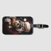 Biewer Terrier met Kerstman Festive Kerstmis Bagagelabel (Voorkant (horizontaal))