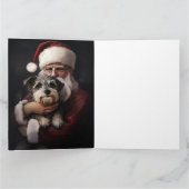 Biewer Terrier met Kerstman Festive Kerstmis Kaart (Binnen)