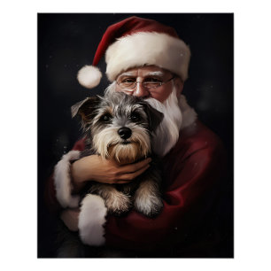 Biewer Terrier met Kerstman Festive Kerstmis Perfect Poster