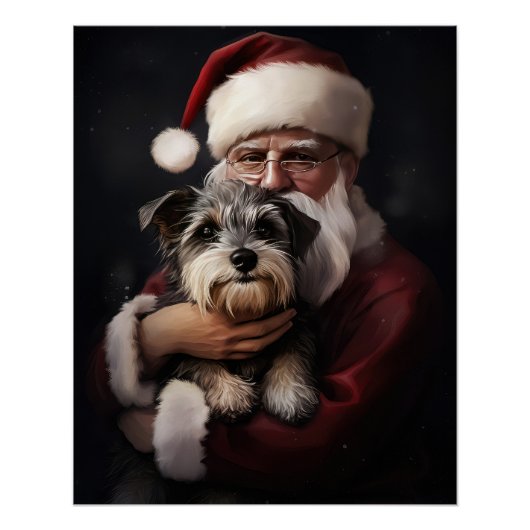 Biewer Terrier met Kerstman Festive Kerstmis Perfect Poster (Voorkant)