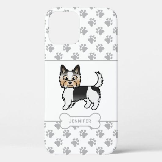 Biewer Terrier Met Pootafdrukken, Hondenbot & Naam Case-Mate iPhone Case (Achterkant)