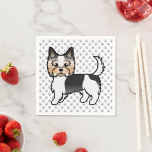 Biewer Terrier Mooie Cartoon Hond Tekening & Pootj Servet