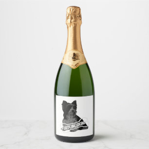 Biewer Terriër portret, grappig gezegde Classic T- Sparkling Wijnetiket