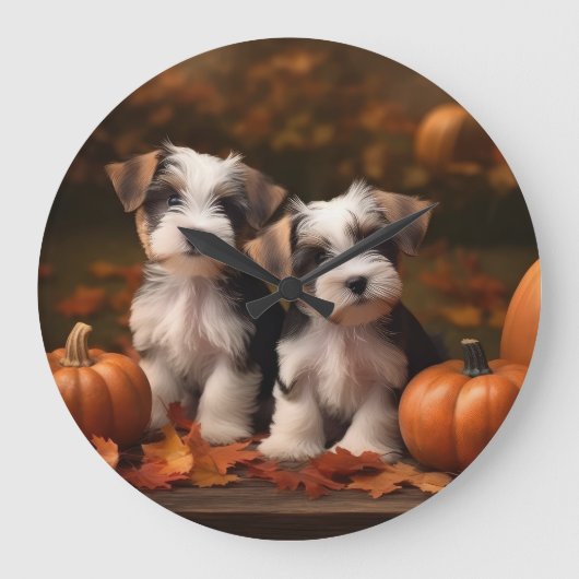 Biewer Terrier Pup Autumn Delight Pompoen  Grote Klok (Voorkant)