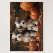 Biewer Terrier Pup Autumn Delight Pompoen Legpuzzel (Verticaal)