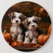 Biewer Terrier Pup Autumn Delight Pumpkin Ronde Button 6,0 Cm (Voorkant)
